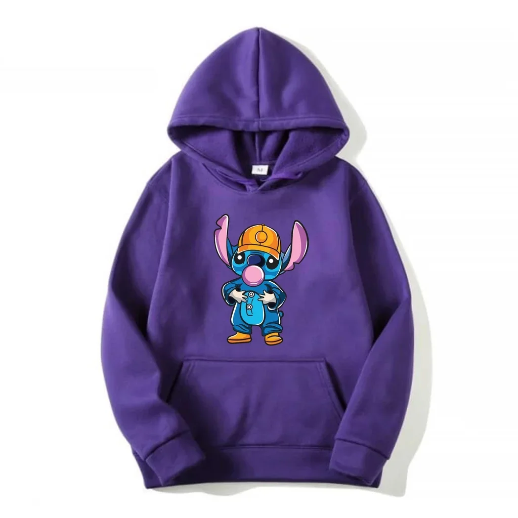 Fashionable and handsome Disney Stitch Cartoon Anime Print Men's and women's hoodies Autumn and Winter Couple Clothes Hoodies