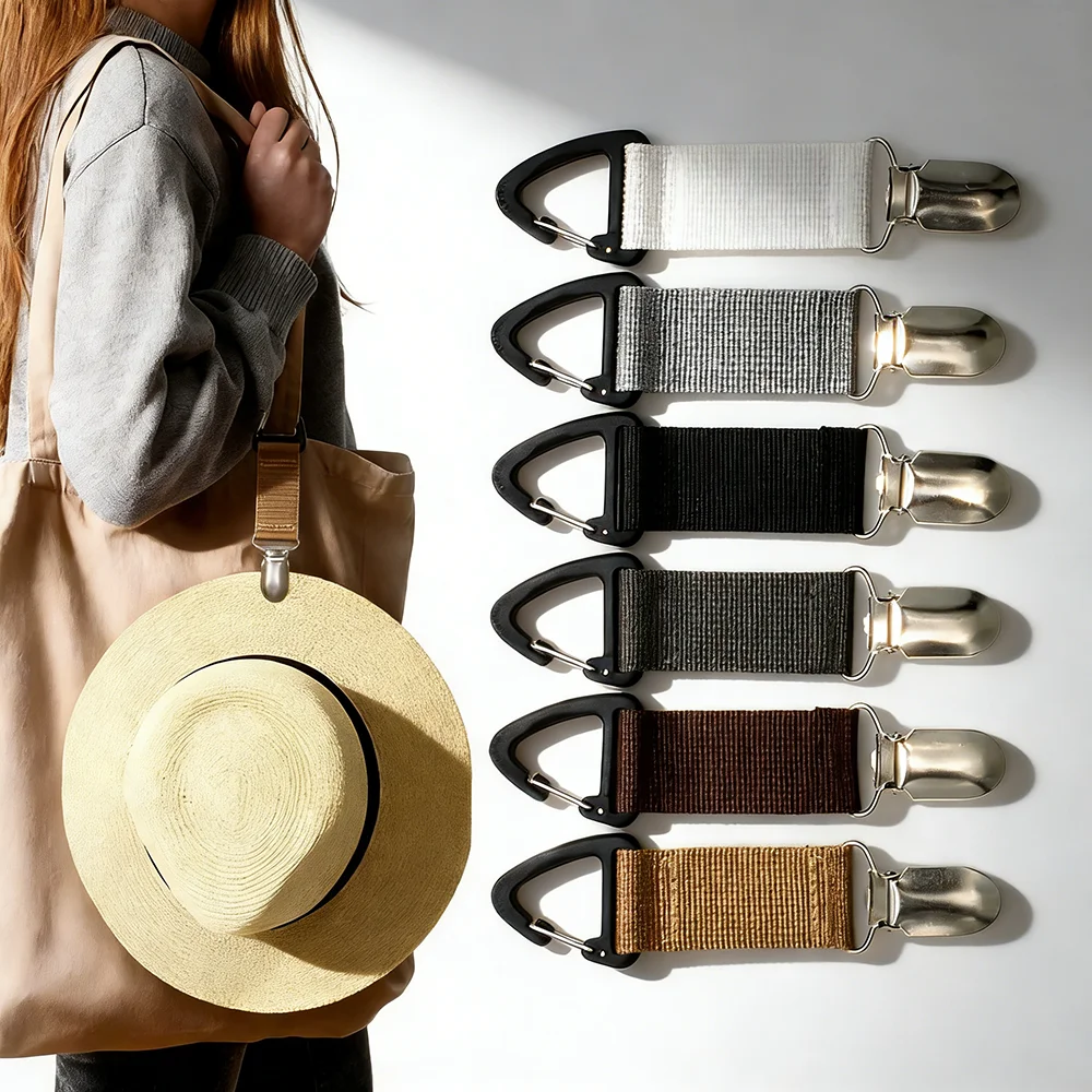 

Outdoor Travel Hat Clip, Portable Straw Hat Holder, Multi-Purpose Bag Clip & Glove Organizer for Camping Hiking