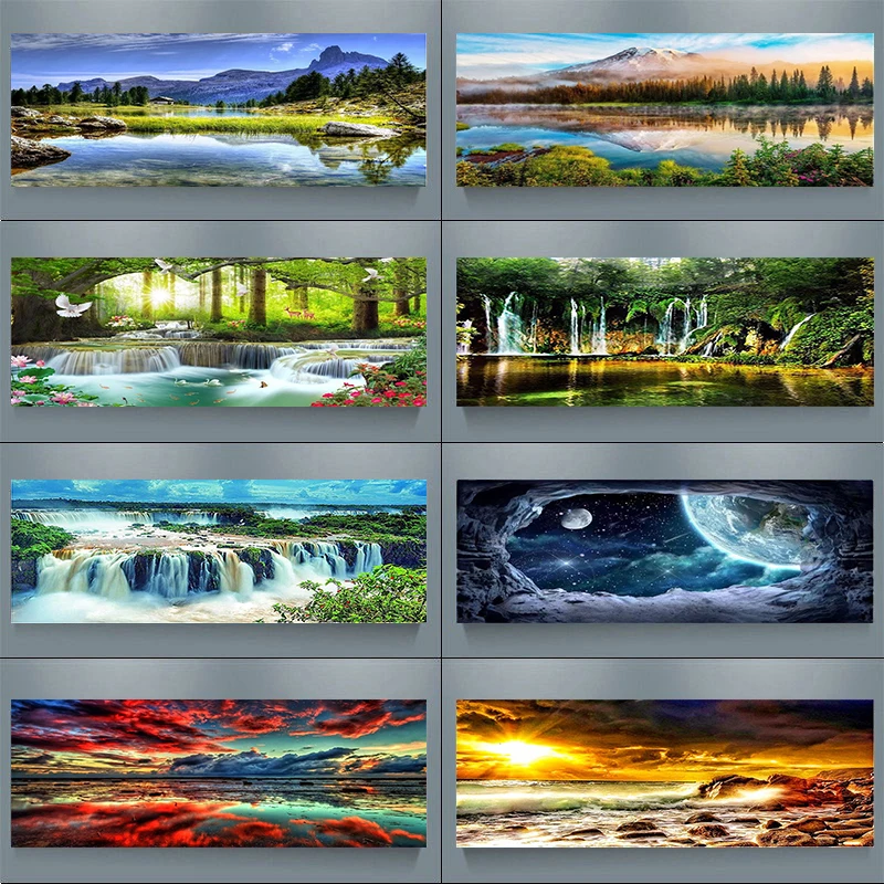 5D DIY Cross Stitch Crafts Wall Decor Landscape Large Size Diamond Painting Kits Full Diamond Living Room Home Art Decoration