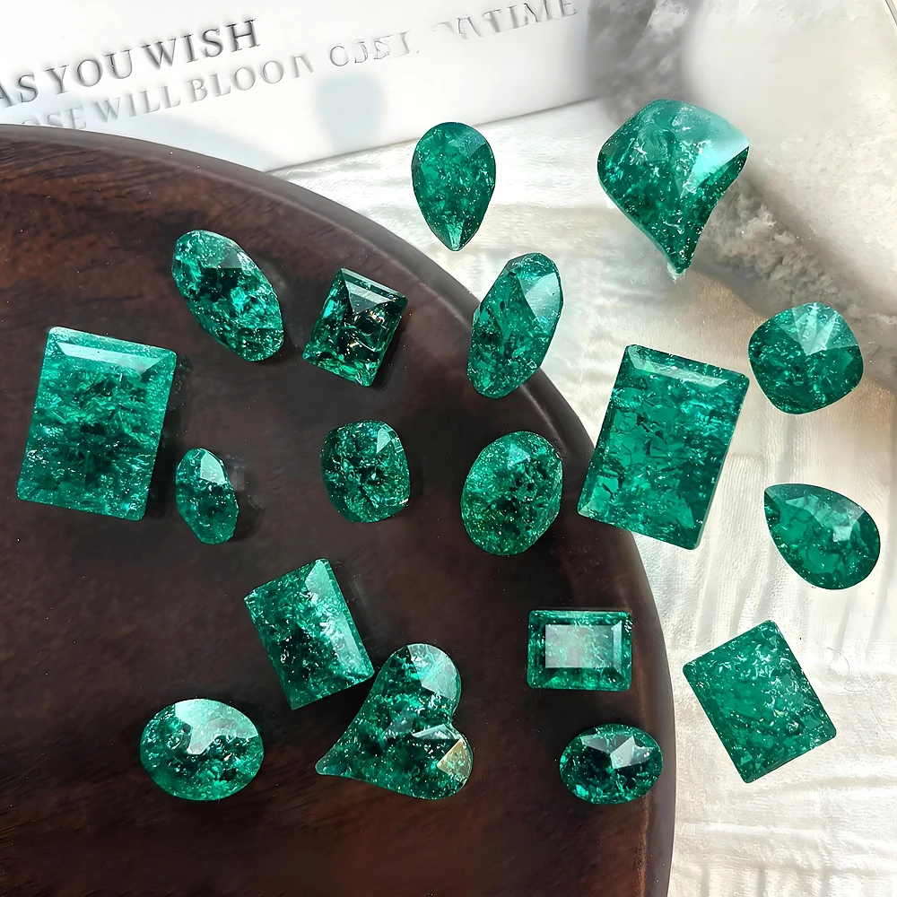 

10PCS 3D Ice Crack Emerald Nail Art Rhinestone Gem Jewelry Parts Accessories For Nails Decoration Manicure Supplies Material