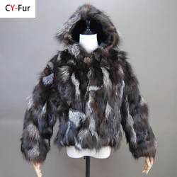 Winter Women Genuine Hooded Fox Fur Coats Ladies Slim Short Real Natural Fur Jackets New Style 100% Natural Real Fox Fur Coat
