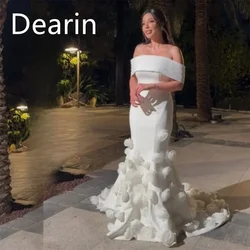 Customized Saudi Arabia Dearin Off-the-shoulder Trumpet Floor Length Skirts 3D Rose Flower Bespoke Occasion Dresses Evening Gown