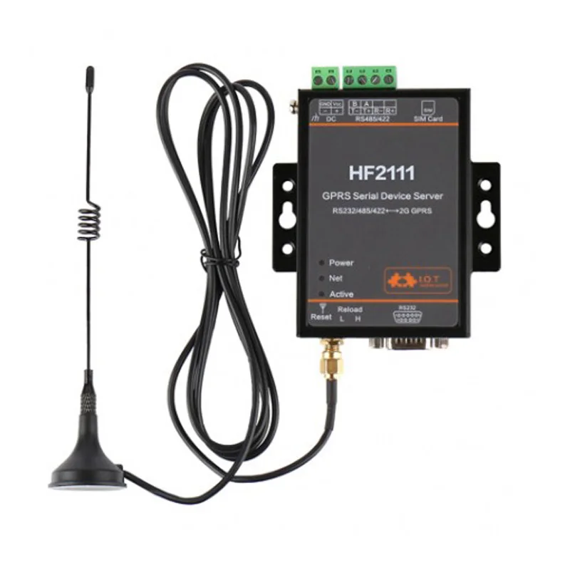 خادم جهاز تسلسلي GPRS ، HF2111 ، RS232 ، RS485 ، RS422 إلى 2G GPRS محول GSM ، جهاز DTU IOT ، 5-36V