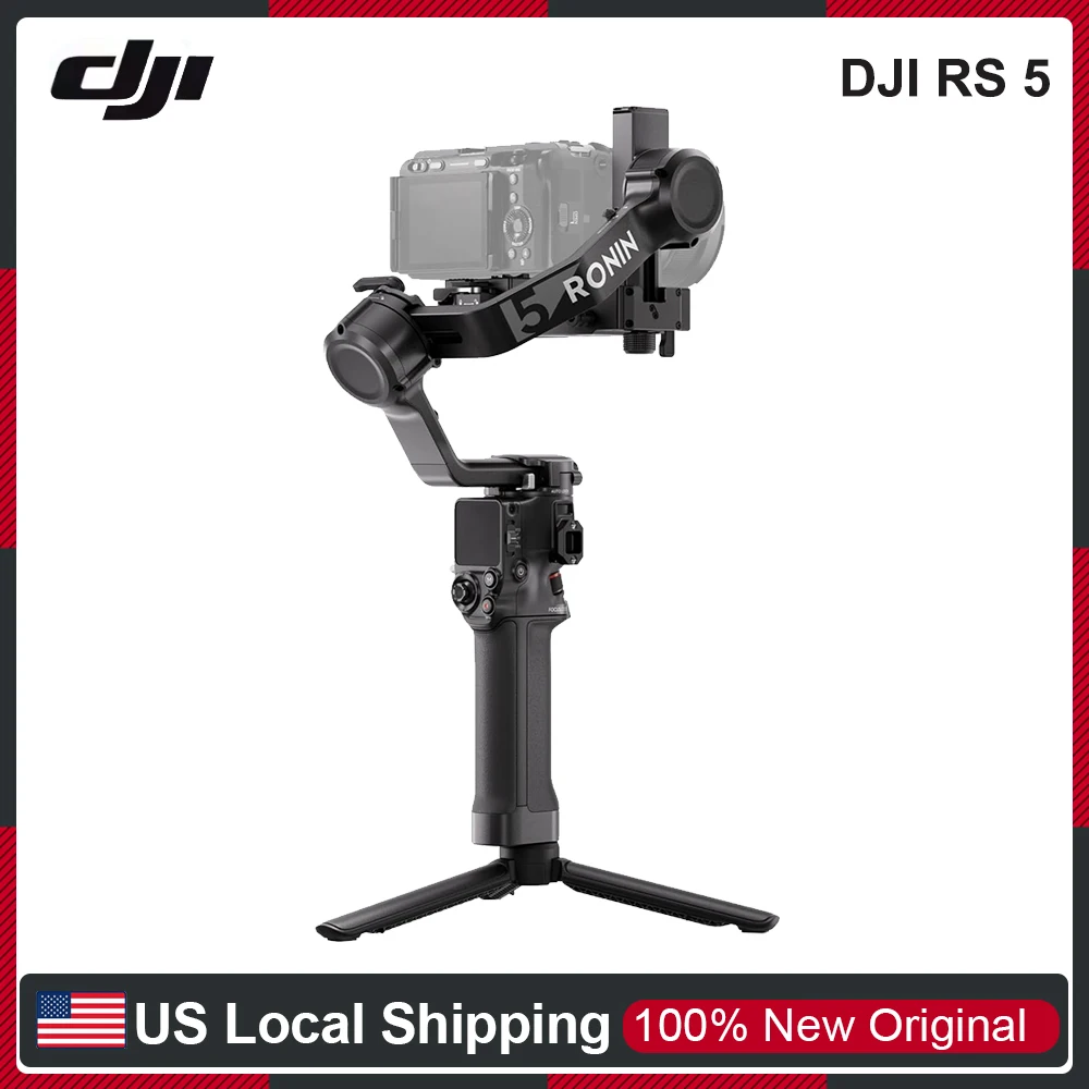 DJI RS 5 Handheld Gimbal Stabilizer for Canon/Sony/Nikon/Fujifilm Camera | Fine-Tuning Knobs, 2nd-Gen Automated Axis Locks, Quick-Open Tripod, Z-Axis Indicator, Run-and-gun shooting