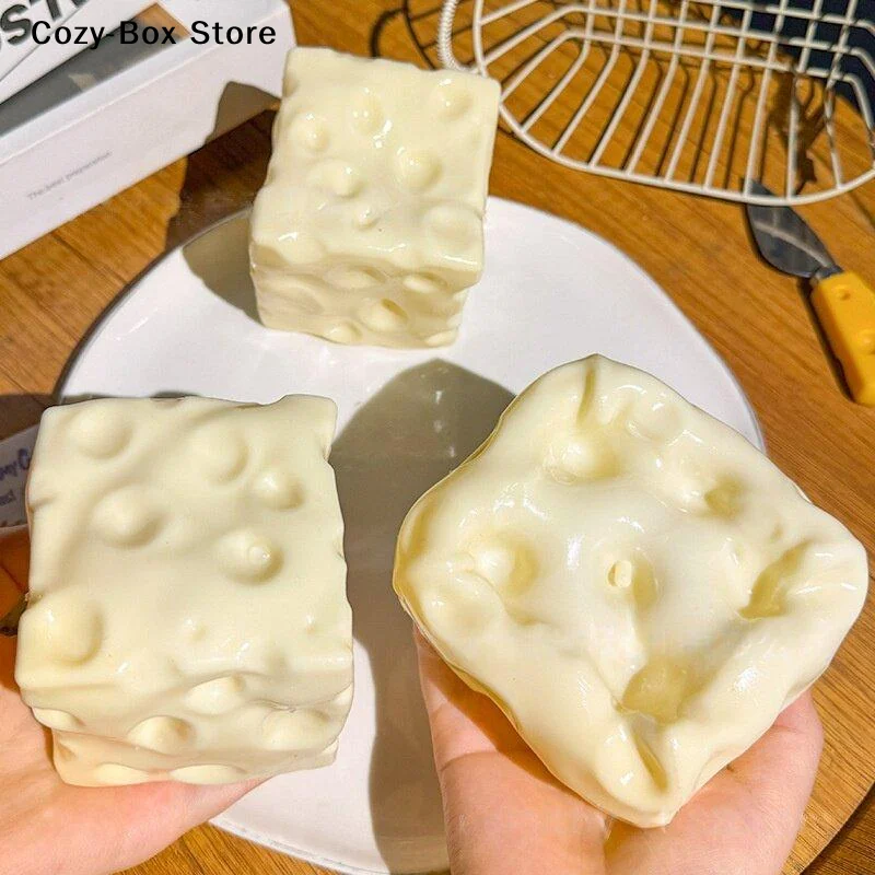 [ZY]1Pcs Large Moldable Squeeze Ball Giant Cheese Cube Stress Ball Non Rebound ASMR Sensory Christmas Stress Relief Gift[ZY]