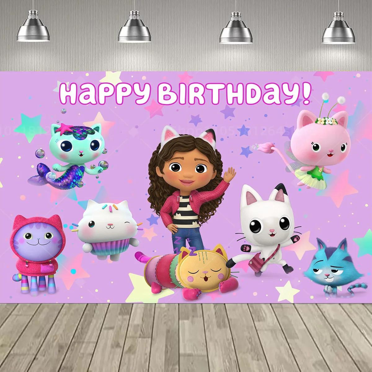 Cartoon Gabby Poppenhuis Meisje Verjaardagsfeestje Decoratie Achtergrond Baby Doop Feestartikelen Roze Speelgoed Foto Banner Decor Leveranties