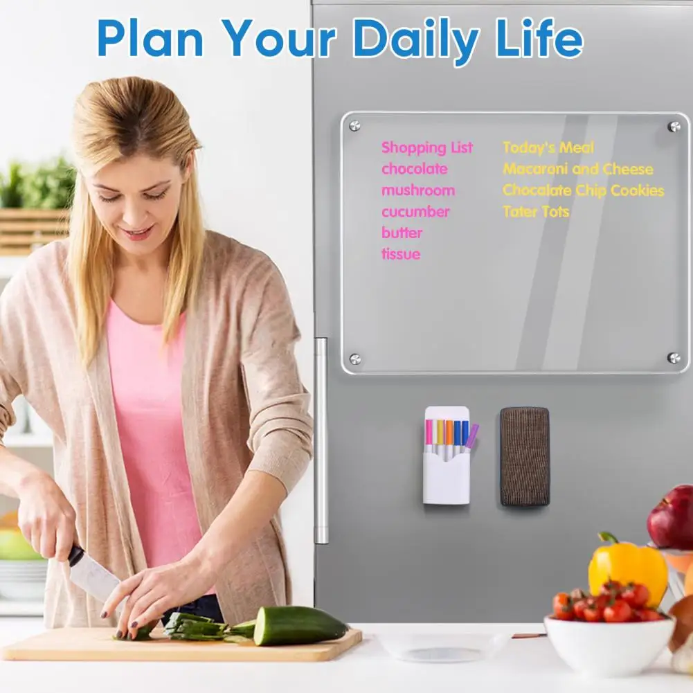 Calendar Magnetic Dry Erase Board Refrigerator Memo Acrylic Magnetic Marker Monthly Schedule Transparent Calendar Fridge Magnet