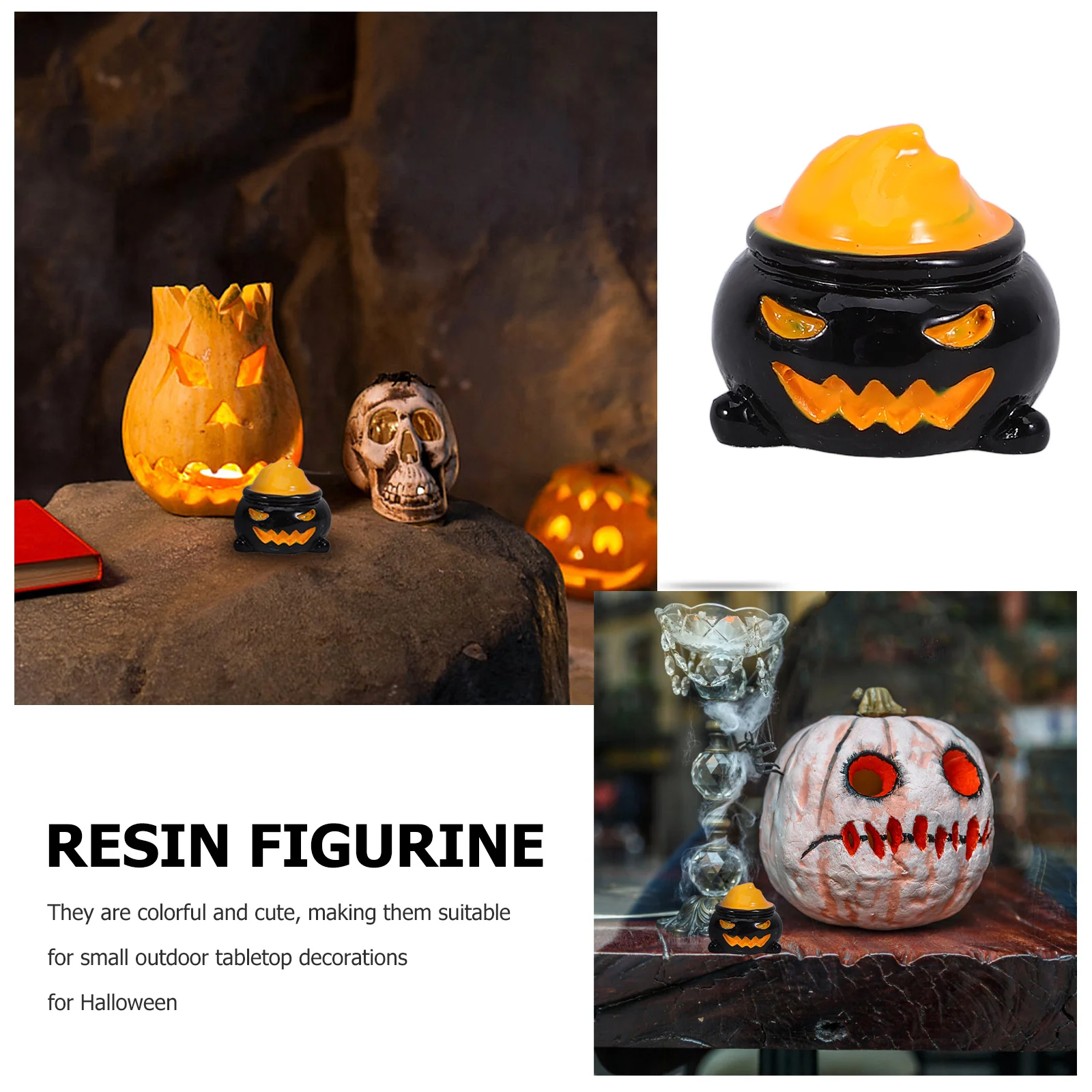 10 قطعة من حلي الراتنج المصغرة على شكل يقطين الهالوين ديكور الحفلات ملحقات المناظر الطبيعية الصغيرة تخطيط مشهد الهالوين #1