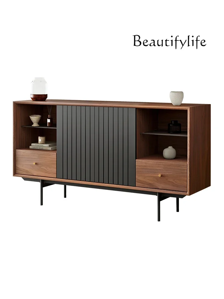 

Nordic Retro Mid-Ancient Sideboard Cabinet Wall Integrated Simple Walnut Color Living Room Wall Storage Locker