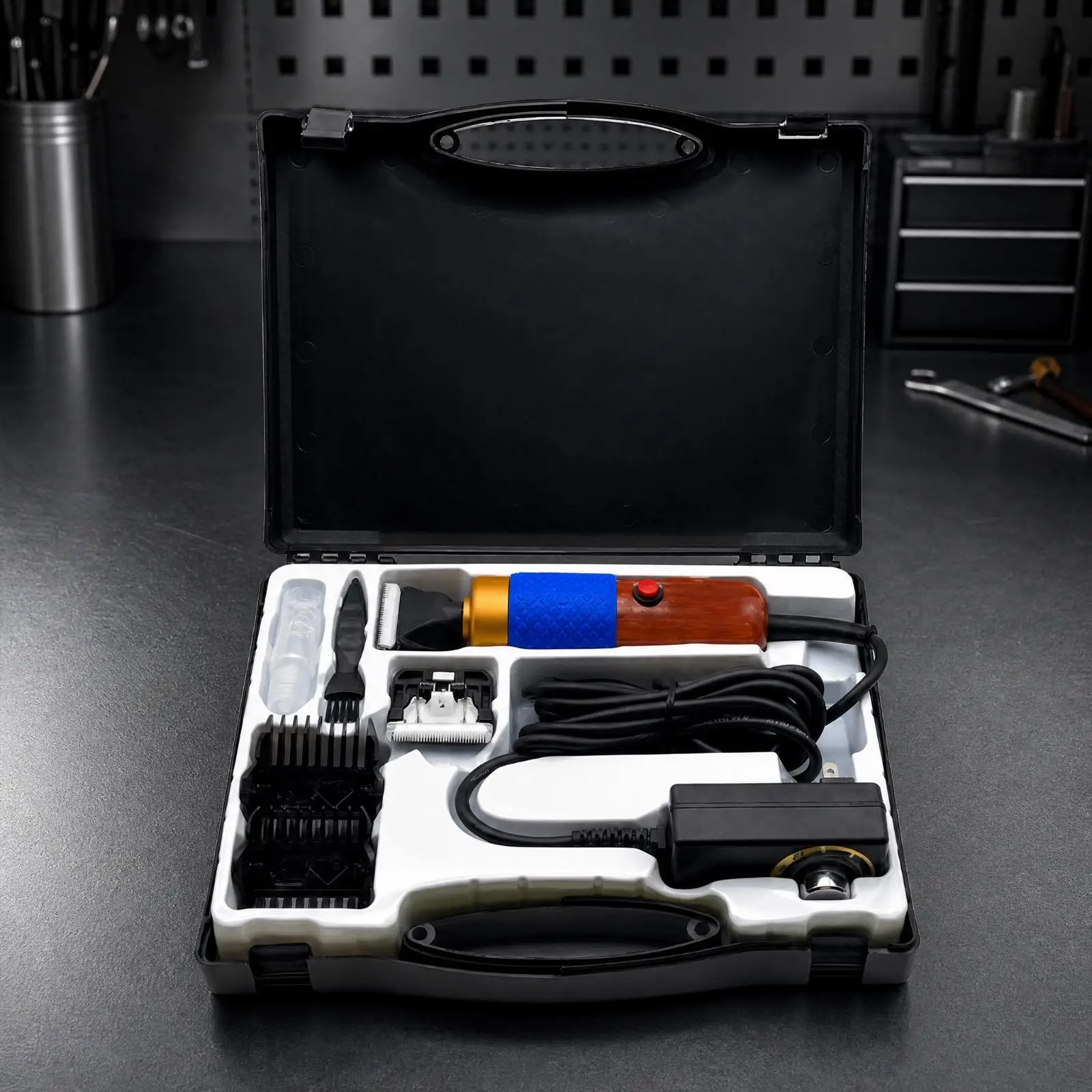Electric Carpet Trimming Clipper for Rug Making Pile Shaver Tool with Speed Controller and Guide Combs for Workshop Use