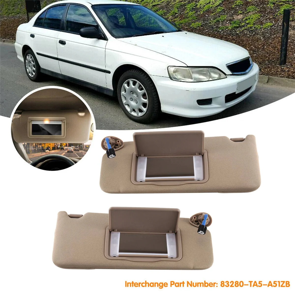 Car Left & Right Side Sun Visor with Mirror Windshield Sun Visor for Accord 2008-2012 83280-TA5-A51ZA