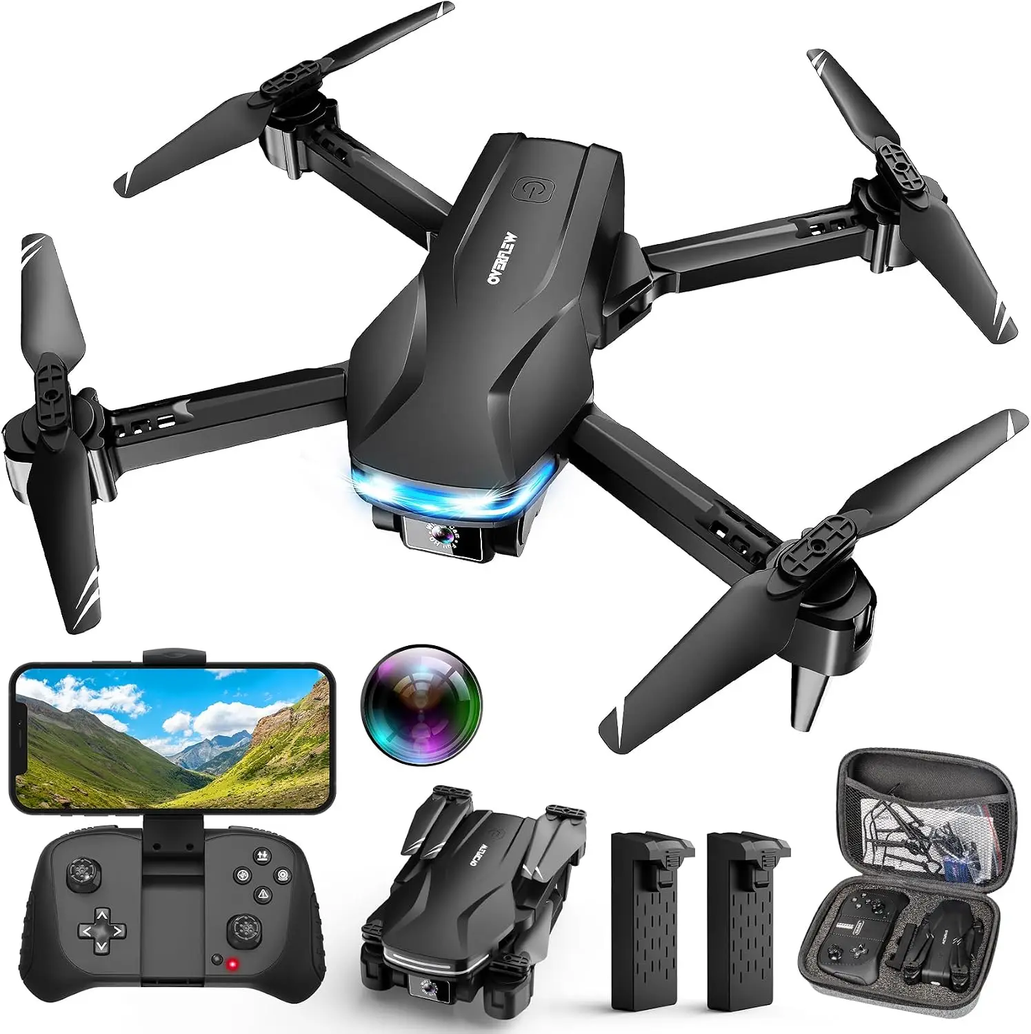 Foldable Adults Drone 1080P Camera Two Batteries