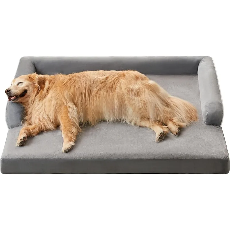 Orthopedic Dog Beds Large Sized Dog, Waterproof Large Dog Bed with Sides, Washable Couch Dog Bed with Removable Pillow Cover.