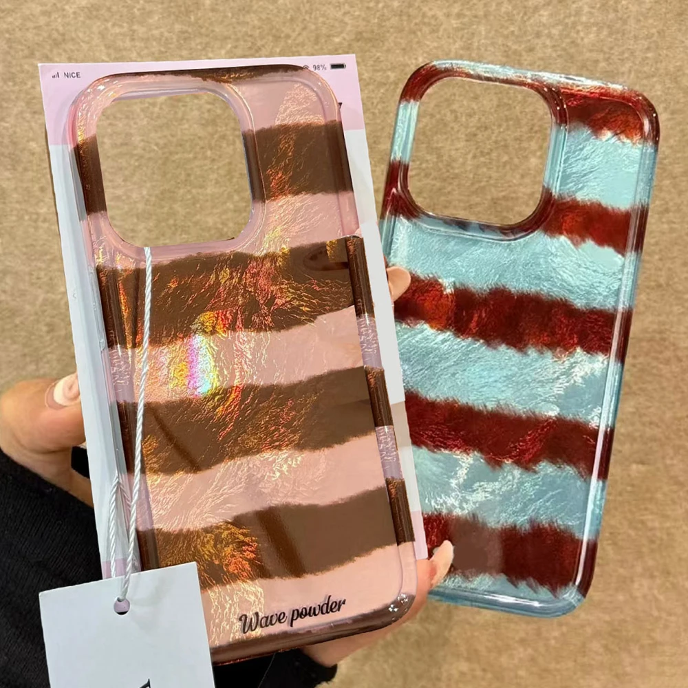  Farblich gestreifte minimalistische Paar-Handyhülle für iPhone 17 Air 16 15 14 7 8 Plus 13 11 12 Pro Max X XS XR SE 2022 2020 16e Cover