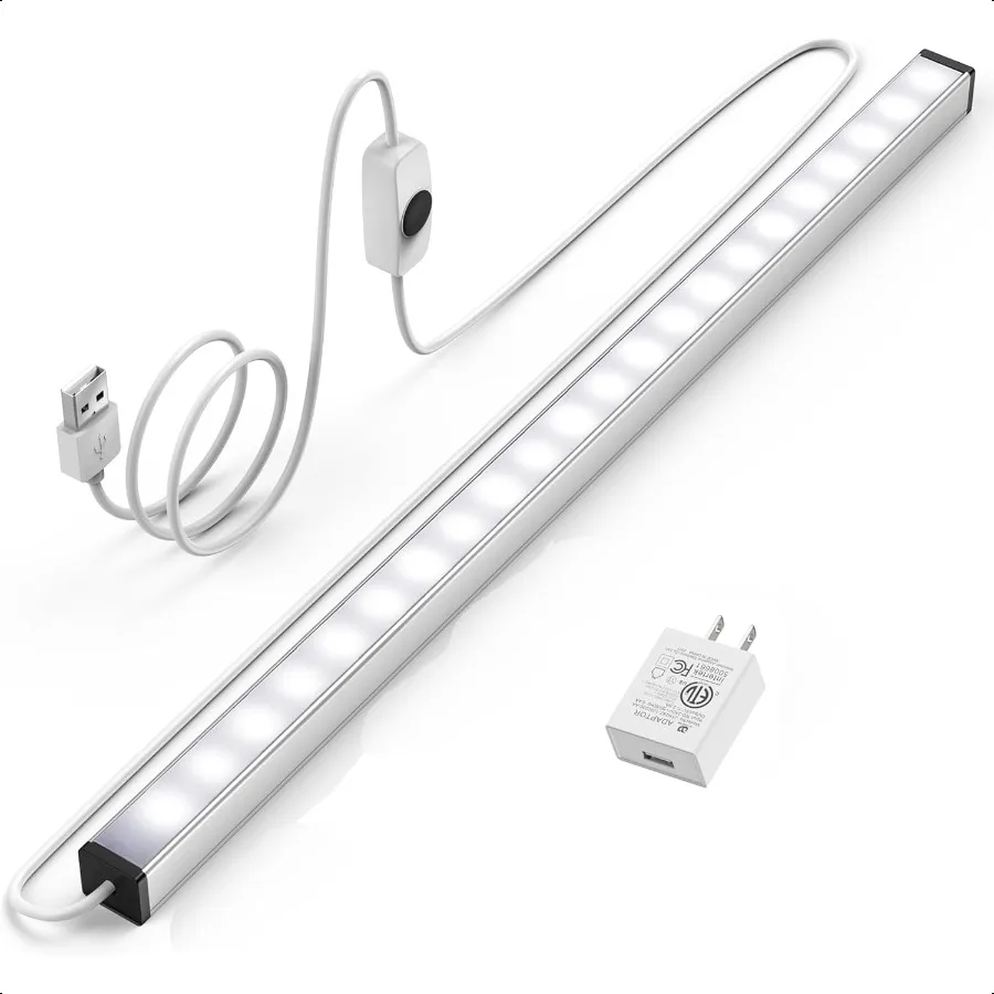

Under Cabinet Led Lighting 12 Inch Light Strip Bar Daylight White 5000K Dimmable Plug in USB Light Small Thin Led Under Counter