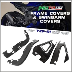 For YAMAHA YZF-R1 2007 2008 Carbon Fiber Motorcycle Frame Covers and Swingarm Covers Protectors Full Edition