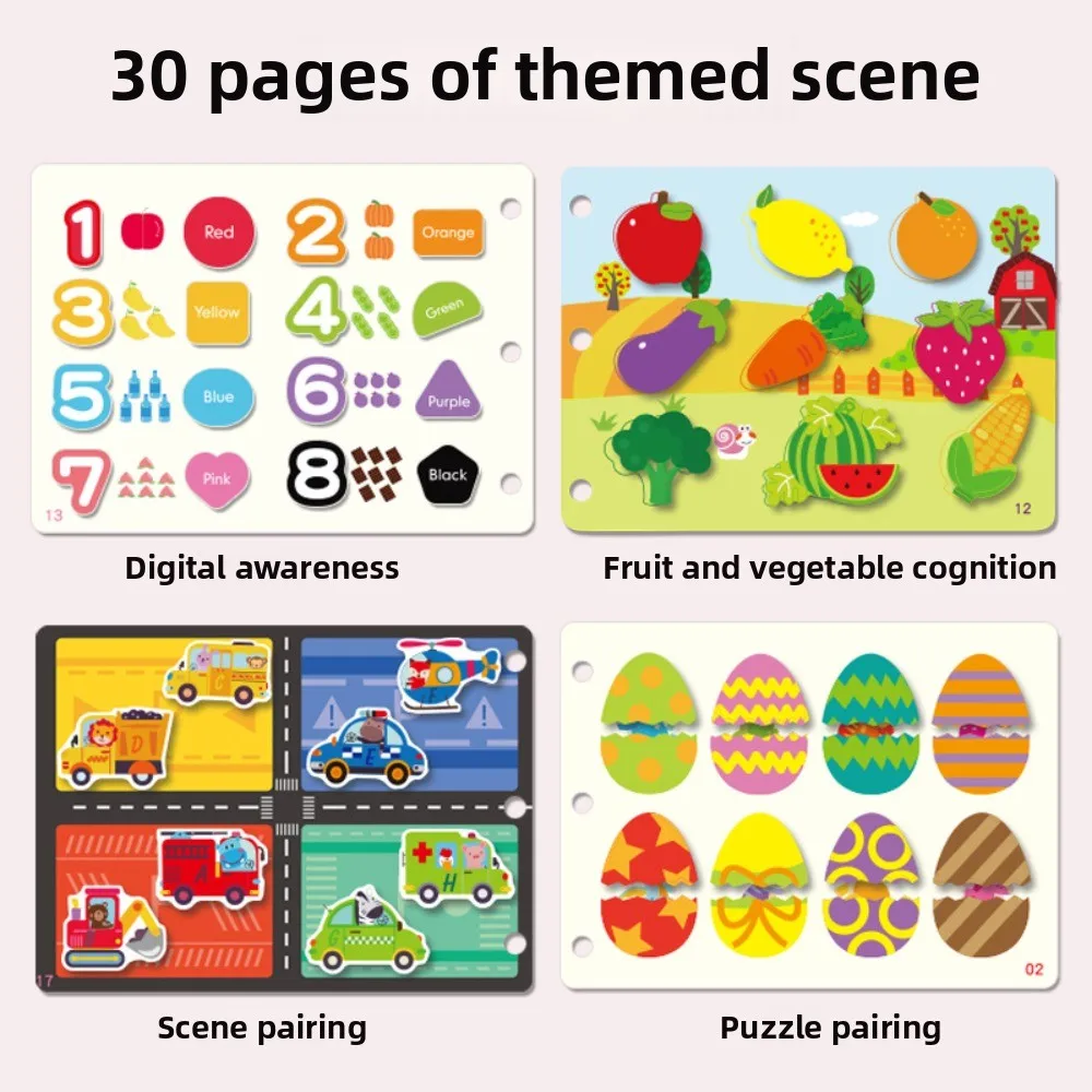 Nuovi adesivi per scene Montessori per bambini Puzzle manuale fai-da-te Libri riutilizzabili Cartoon Learning Cognition per regalo per bambini