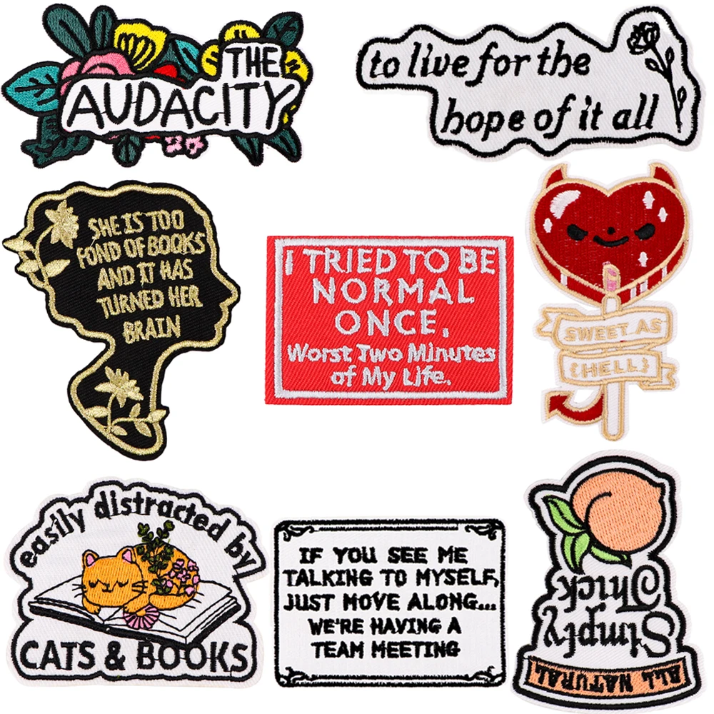 

Cats and Books Patch DIY Applique Patches Sticker DIY Sewing Clothing Jacket Badges Iron on T-shirt Accessory