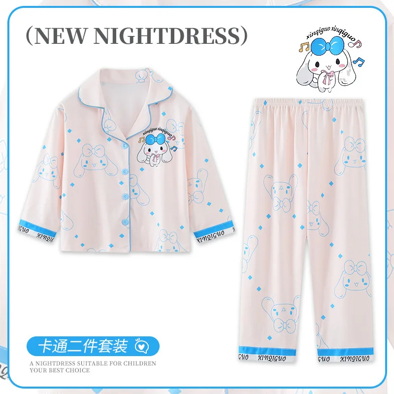 Sanrio Cartoon Kuromi Print Clothing Sets for Children Girls Jacket + Long Pants 2piece Autumn Baby Kids Teen Sweatsuits