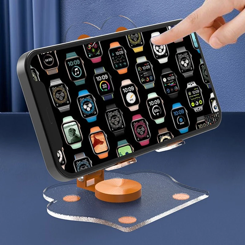 360 ° لطيف حامل هاتف ارتفاع قابل للتعديل الهاتف سطح المكتب جبل الاكريليك القط مخلب حامل دائم لتسجيل شاحن الفيديو متوافق