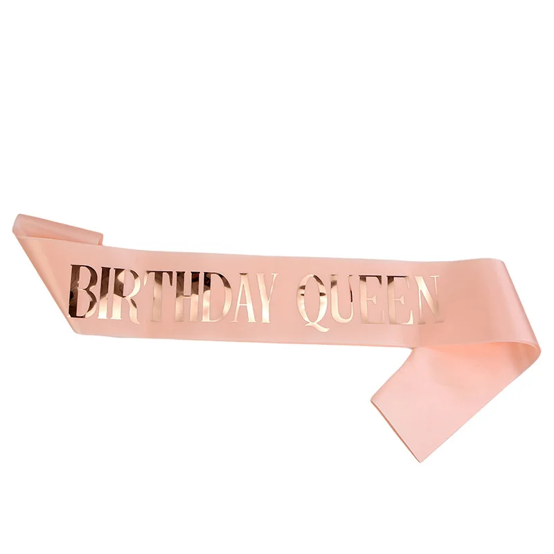 New Style Birthday Party Supplies Fashionable Satin Straps Etiquette Belt BIRTHDAY QUEEN Girls Birthday Bronzing Letter Belt