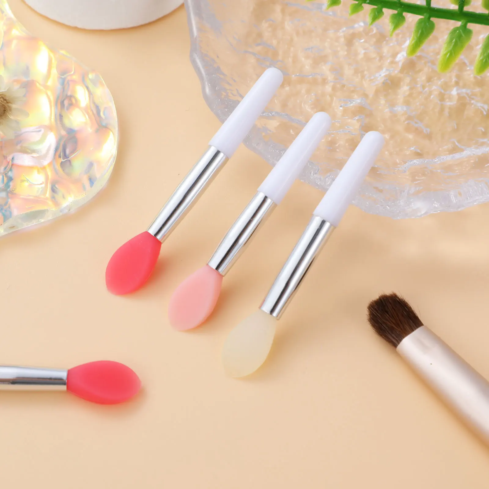 

6pcs Silicone Lip Brush Set Transparent Pink Watermelon Red For Lipstick Lip Gloss Balm Application Tools Portable Makeup Women