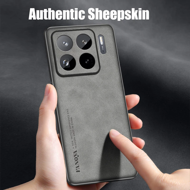 حافظة لهاتف Xiaomi 15S Pro مصنوعة من مادة البولي يوريثان بإطار ناعم من جلد الغنم الخلفي لهاتف 15 14 غطاء حماية ضد الصدمات