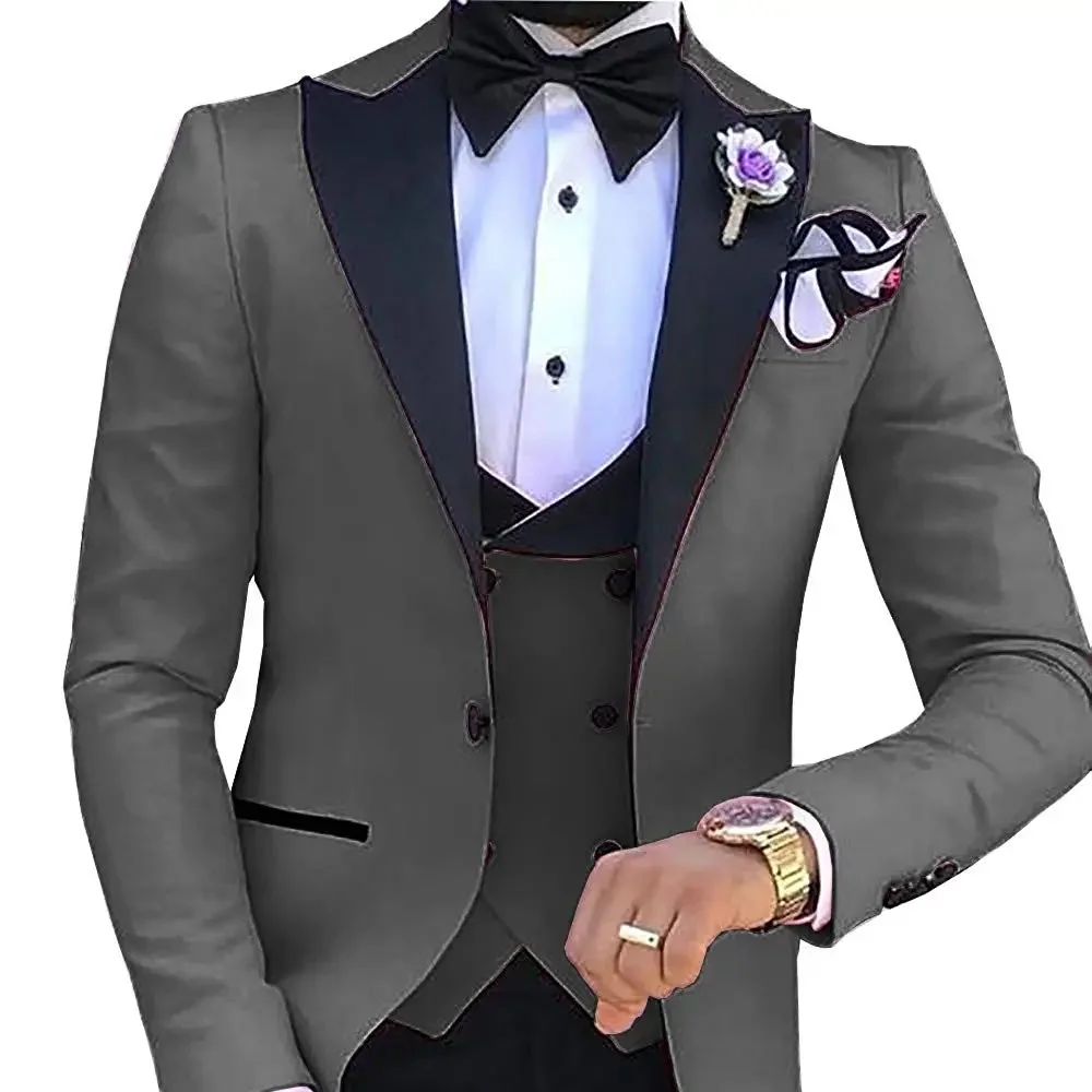 

Wedding Men's 3-Piece Suit Set (Jacket Pants Vest) Groom Tuxedo Formal Blazer Elegant Suit for Men