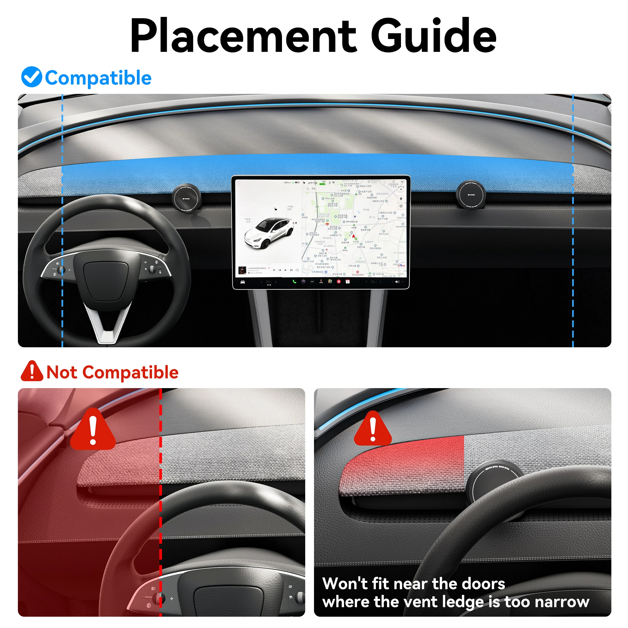 YZ Car Phone Holder for Tesla Silicone  Mount for Model 3 Highland Model Y YL Juniper, LHD RHD, Phone Mount Accessories MagSafe