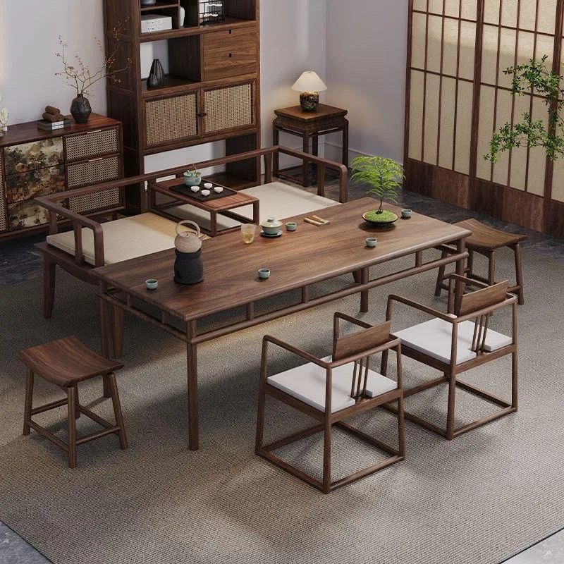 Tea Table and Luohan Bed Set for 2026 New Chinese Style High-End Song Dynasty Aesthetic Study Desk and Coffee Table Dual-Use