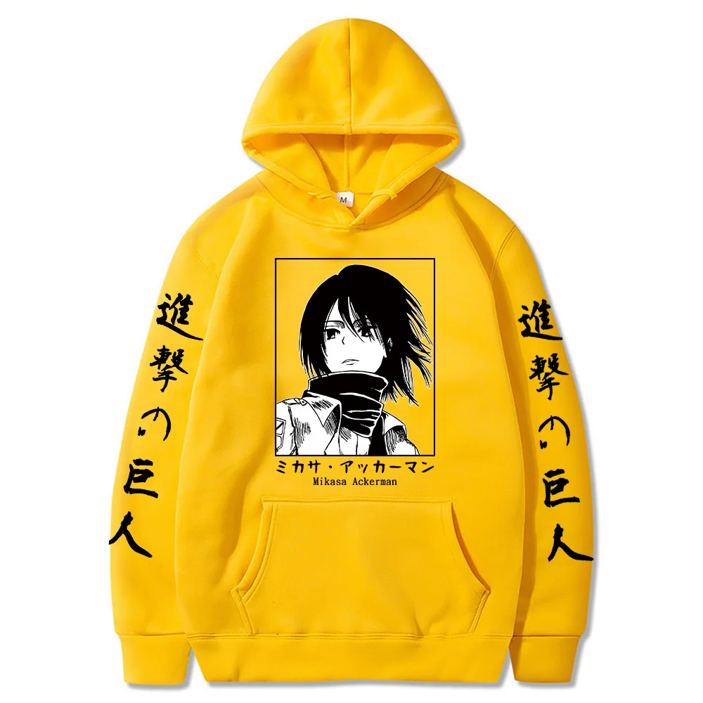 Japanese Anime Mikasa Ackerman Hoodie Sweatshirt Print Unisex Streetwear Hip Hop Style Autumn Winter Fashion Hip Hop Top Clothes