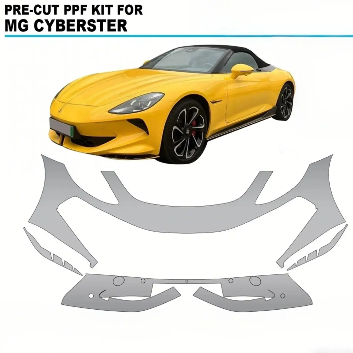 

For MG Cyberster 2025-UP TPU Bumper Hood Scratch-Resistant Self-Healing Paint Protection Film Invisible Pre-cut PPF ﻿Kit