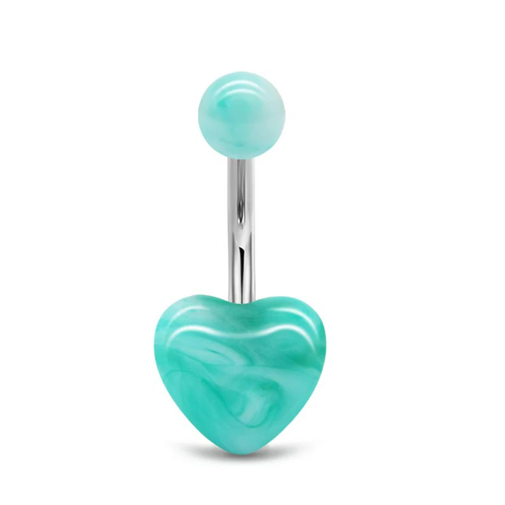 1PCS Belly Button Rings Stainless Steel 14G CZ Navel Rings 10mm Piercing Barbell Body Jewelry Green Style for Women Girls
