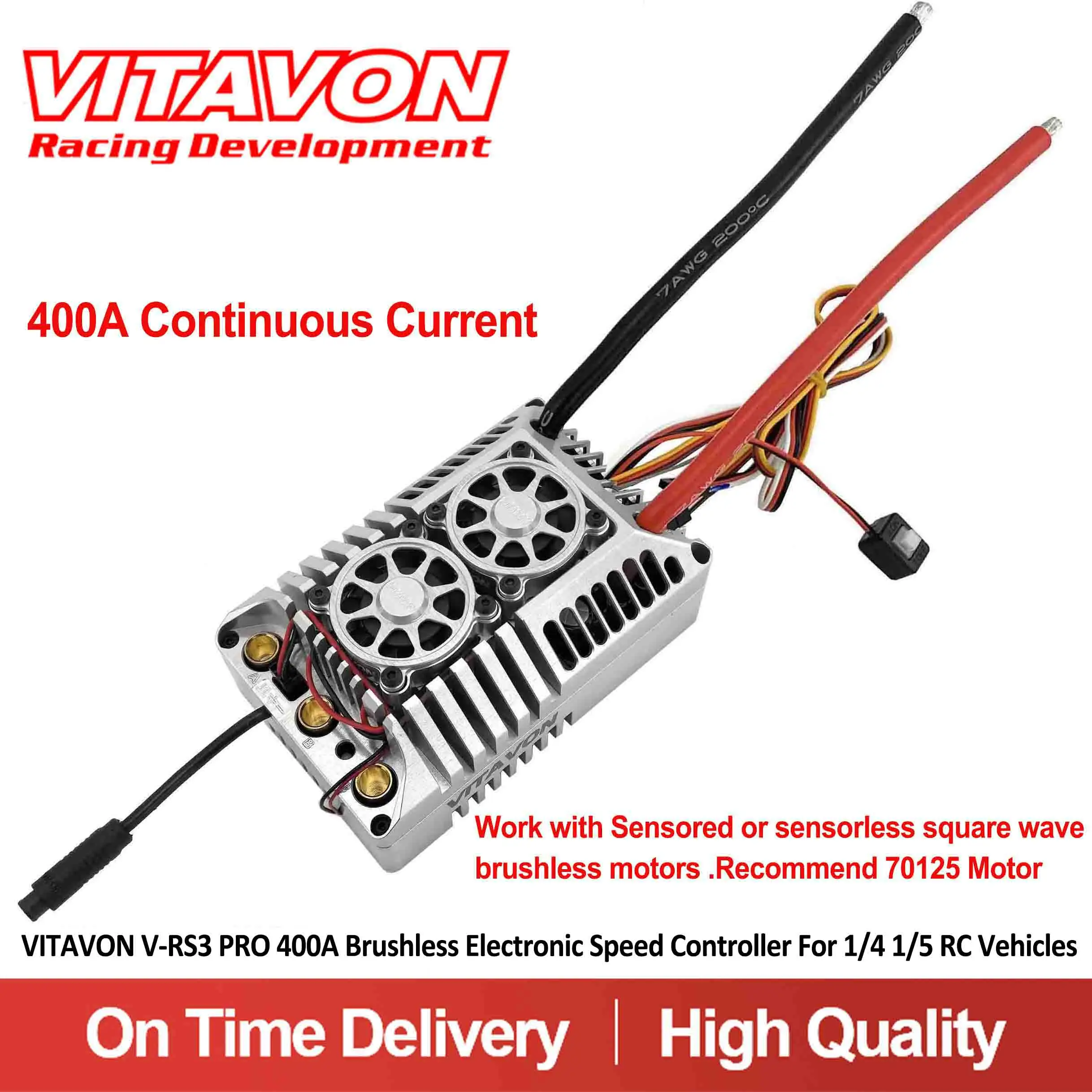 

VITAVON V-RS3 PRO 400A Brushless Electronic Speed Controller For 1/4 1/5 RC Vehicles