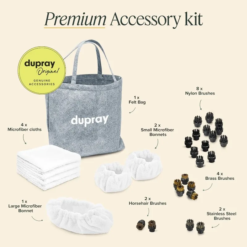 Dupray Steam Cleaning Pack – 24-Piece Accessory Kit for Dupray Steam Cleaners: Versatile set includes everything needed