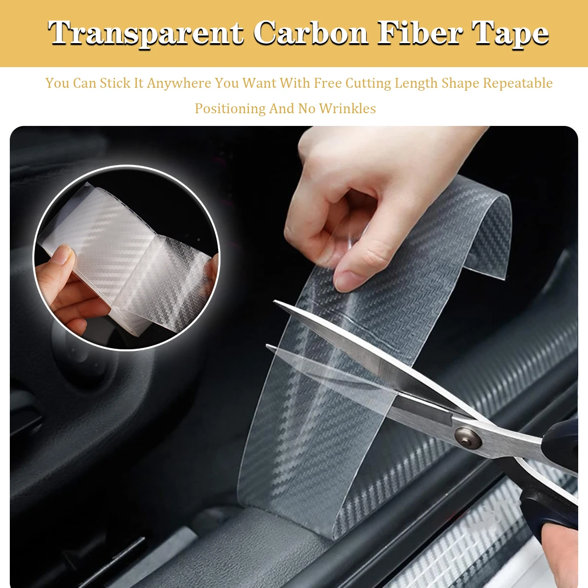6D Car Threshold Transparent Carbon Fiber Protective Tape Threshold Bumper Strip Wear Resistant Protection Paint Not Scratched