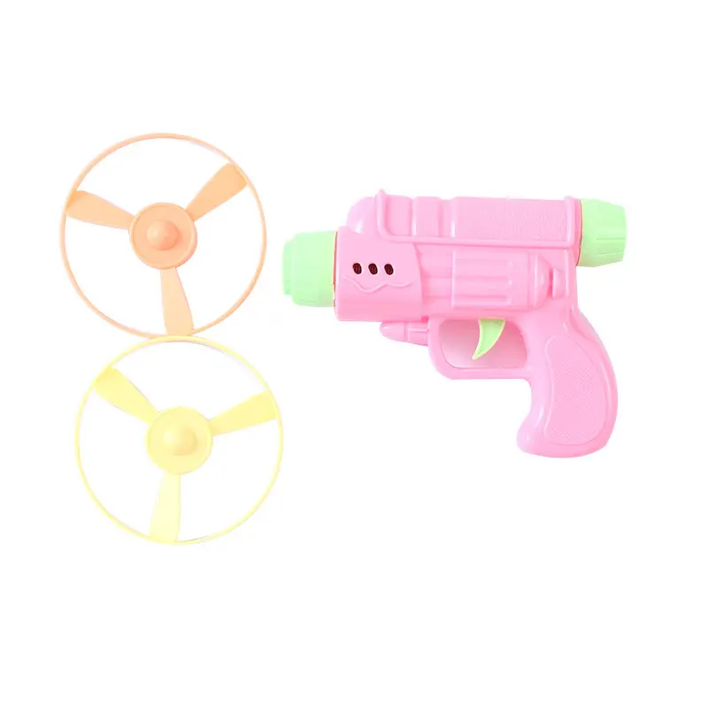 1PCS Flying Bamboo Dragonfly Flying Saucer Gun Pistol Bamboo Dragonfly Flying Disc Top Outdoor Children Toy Launch Flying Fairy