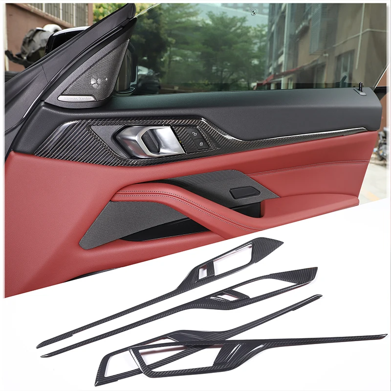 For BMW 4 Series G26 2022 2023 2024 Real carbon fiber Inner door panel trim Car interior door panel decorative stickers 4pcs