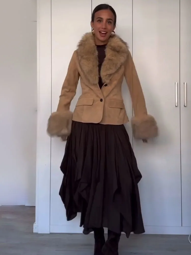 

HH женская новая мода с высокой талией повседневная юбка в уличном стиле женская однотонная эластичная талия асимметричная плиссированная длинная юбка с украшением