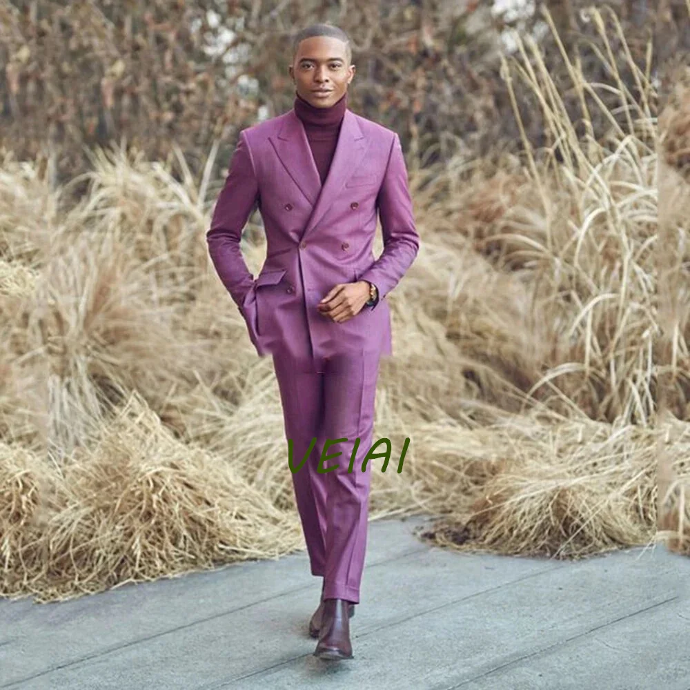 CustomizedBlazer Formal Terno Men's Suits Outfit African Long Jacket Two Pcs Coat Pants Single Breasted Stand Lapel Clothing Cos