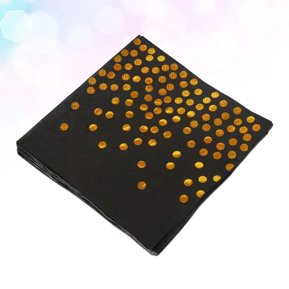 20pcs Party Tissue Napkin Dots Pattern Paper Napkin Disposable Beautiful Napkin Tissue for Party Gathering Festival (Black)