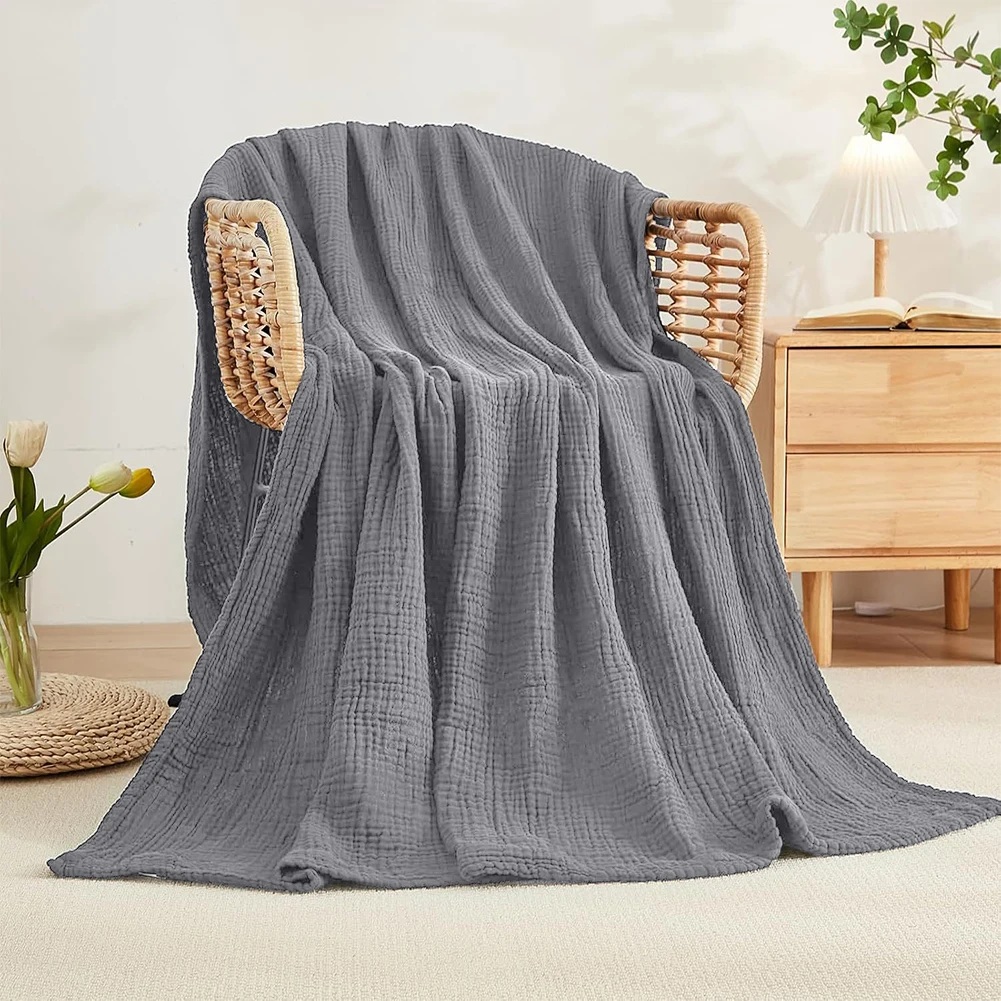 

Muslin Throw Blanket Newborn Wrap Foldable Bath Towel Breathable 100% Cotton Infant Swaddling for Bed Sofa Cover Travel Blanket
