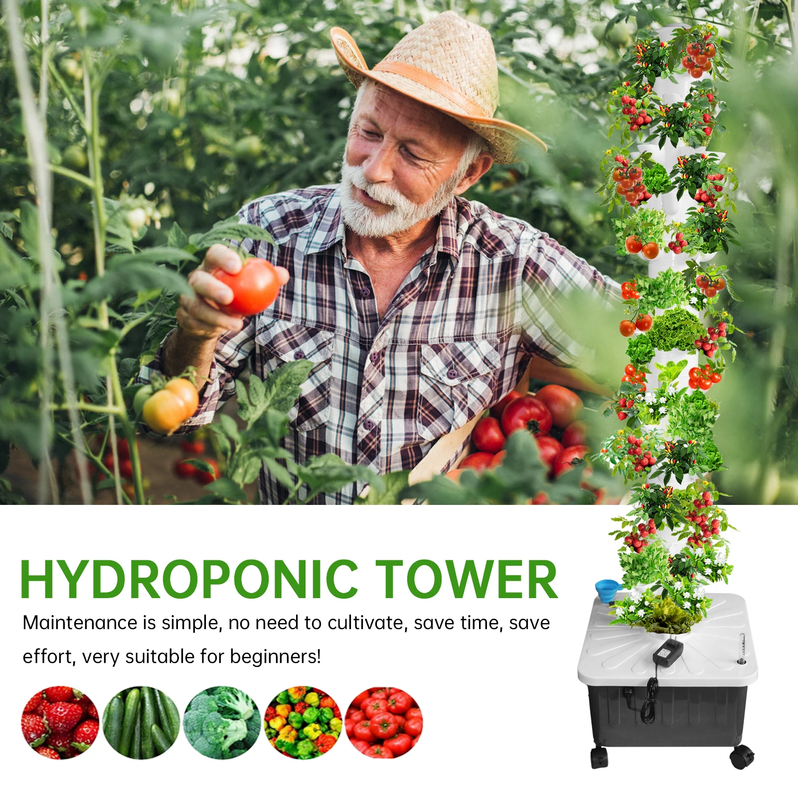 Hydroponic Growing System, 70 Pods Vertical 14 Tiers Hydroponic Tower, Home Hydronic Garden with Water Pump, Water Circulation Plants Germination Kit for Indoor Herbs Fruits & Vegetables view 7