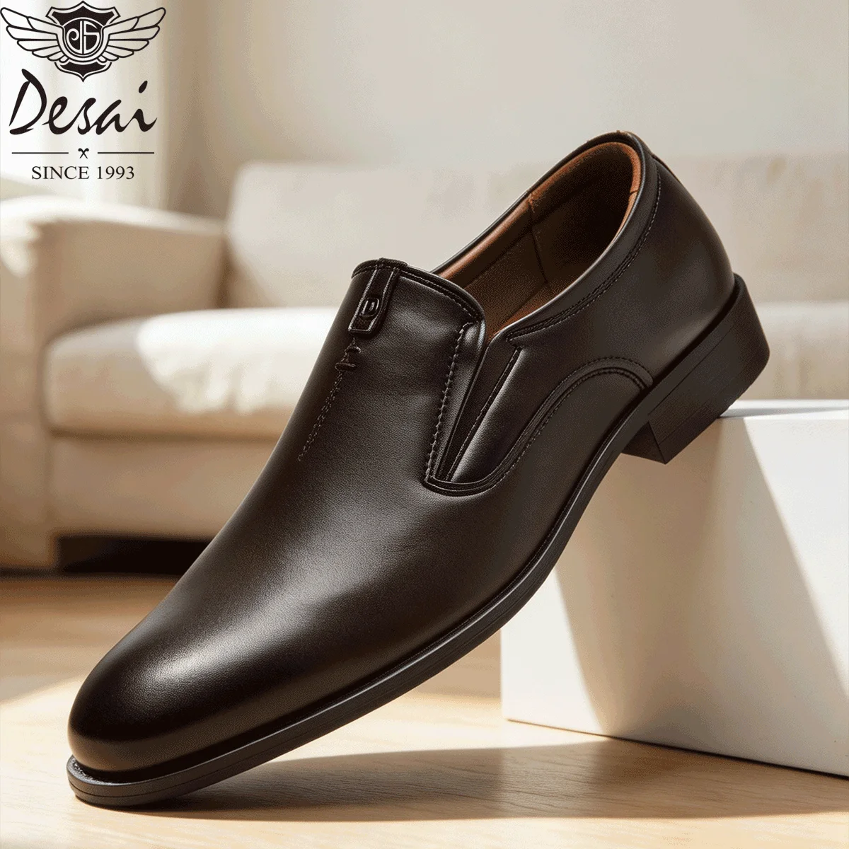 Desai Men's 2026 Slip‑On Formal Loafer Shoes PU Leather Upper Non‑Slip Sole Business Dress Footwear For Office Work Occasions