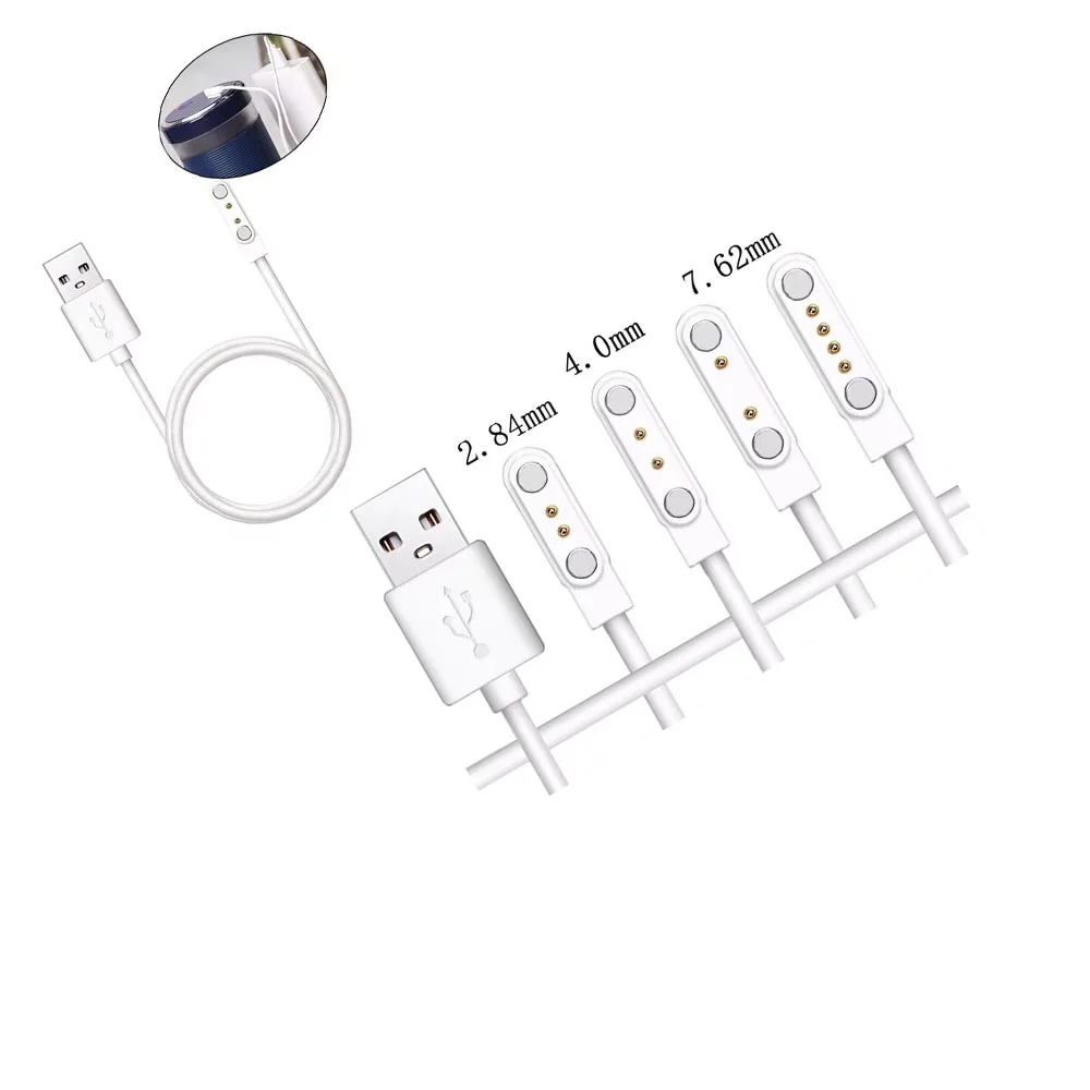 

​Magnetic Charging Cable 2.84/4.0/7.62mm Spacing 2/4Pin Charging Cable for Smart Watch Wristwatch Juicer USB Power Charger
