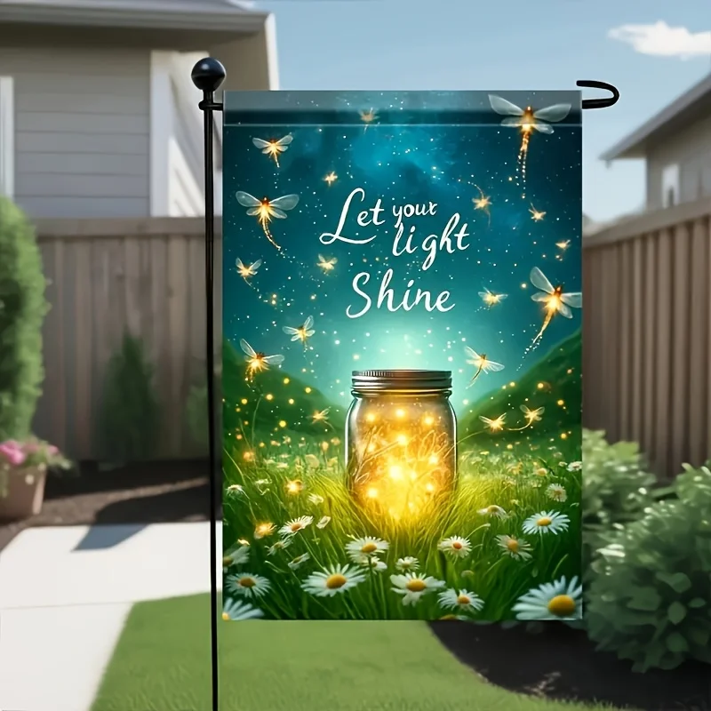 

Садовый флаг Firefly and Daisy Welcome, двусторонний, из прочного полиэстера, 12x18 дюймов, для украшения газона, двора и дома, без стойки