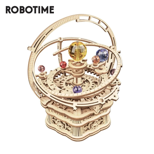 Robotime Rokr 84szt Obrotowy DIY 3D Gwiaździsta noc Drewniany zestaw do budowania modeli Zabawka do montażu pozytywki Prezent dla dzieci i dorosłych