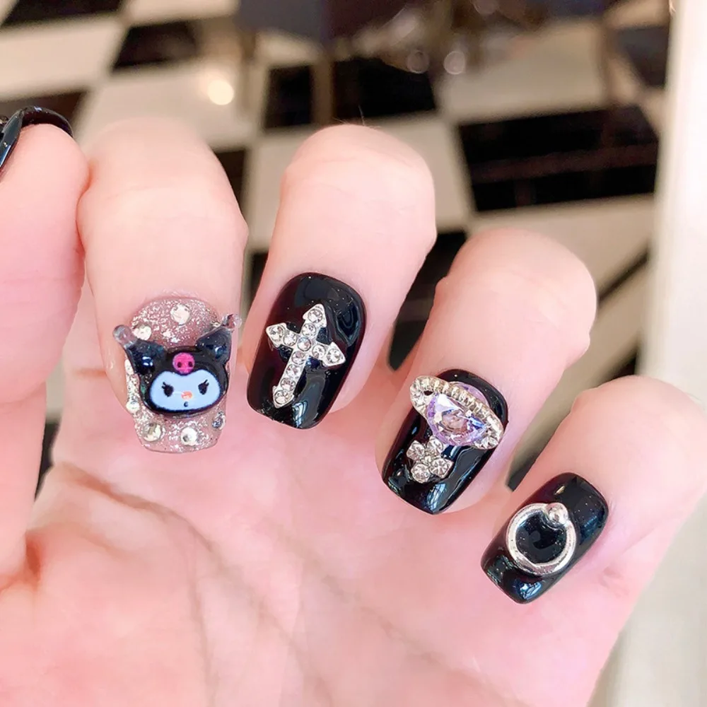 Sanrio Kawaii Kuromi Y2k Handmade Manicure Patch Collection FakeNails Detachable Finished Nail LengthShort Schoolgirl Gift