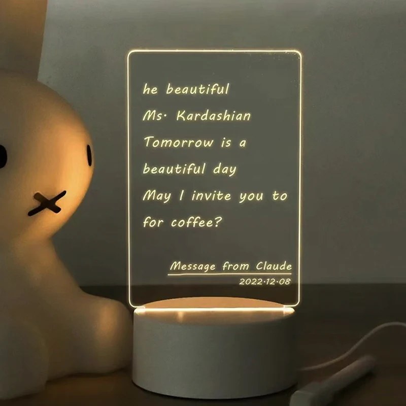Acryl Led-leuchten Message Board Nachtlicht Lampe baby Transparent 3D Schreibtafel Nacht Lichter Für Schlafzimmer Schreibtisch