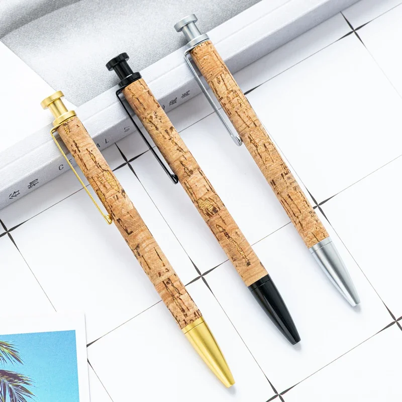 

20PCS New Type Pushing Wood Grain Pen Office Stationery Gift Advertising Pen Business Metal Ballpoint Pen